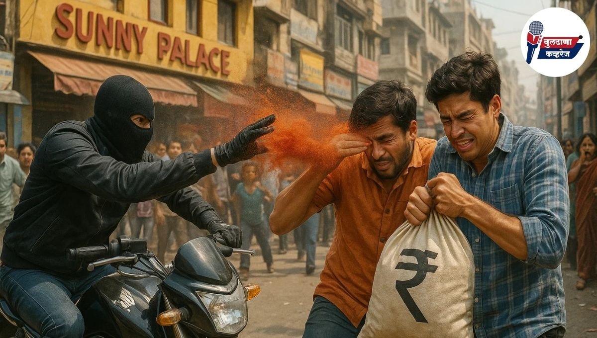 अज्ञात चोरट्याने दोघांच्या डोळ्यात मिरची पूड फेकली आणि हातातील बॅग...