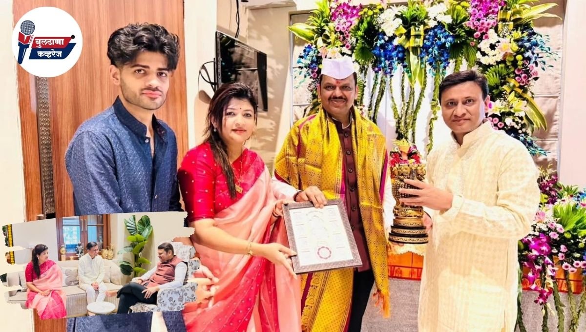 मुख्यमंत्री देवेंद्र फडणवीस यांचे आमदार सौ. श्वेता महाले यांच्या घरी गणेशदर्शन…